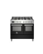 Bertazzoni PRO106L2ENET2 Professional 100cm Range Cooker Twin Oven Dual Fuel Gloss Black