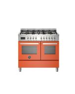 Bertazzoni PRO106L2EART2 Professional 100cm Range Cooker Twin Oven Dual Fuel Gloss Orange