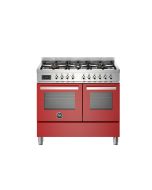 Bertazzoni PRO106L2EROT2 Professional 100cm Range Cooker Twin Oven Dual Fuel Gloss Red