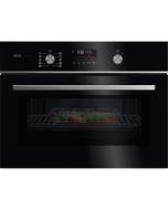 AEG GK6NK40FB Compact Combi Microwave Oven - Gloss Black with Steel Trim