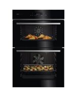 AEG GE7CP61FB Built In Electric Double Oven - Gloss Black with Steel Trim