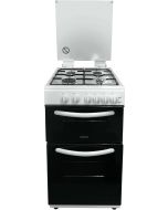 Statesman GTL50W 50cm Wide, Glass Lid Twin Cavity Gas Cooker, 4 Gas Burners In White