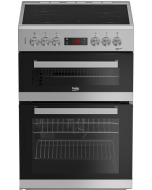 Beko EDC6731S 60cm Double Oven Electric Cooker with Vitroceramic Hob - Silver