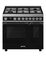 Smeg CPF92GMBL 90cm Portofino Dual Fuel Range Cooker Black