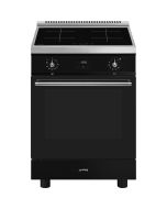 Smeg C6IPBLT2 60cm Concert Classic Full Electric Cooker with Induction Hob In Black A Rated