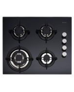 Caple C744G 58cm Gas On Glass Hob 4 Burner with Cast Iron Supports - Black