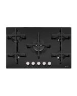 Caple C7571G 76cm wide Gas On Glass Hob 5 Burner with Cast Iron Supports - Black