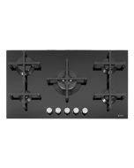 Caple C7591G 86cm wide Gas On Glass Hob 5 Burner with Cast Iron Supports - Black