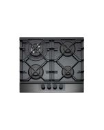 Caple C886G 59cm Gas On Glass Hob 4 Burner with Cast Iron Supports - Black/Gunmetal