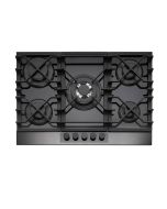 Caple C887G 70cm Gas On Glass Hob 5 Burner with Cast Iron Supports - Black/Gunmetal