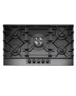 Caple C889G 88cm Gas On Glass Hob 5 Burner with Cast Iron Supports - Black/Gunmetal