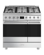 Smeg C92GMX2 90cm Symphony Steel Double Cavity Dual Fuel Cooker