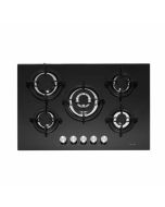 Caple C944G 75cm wide Gas On Glass Hob 5 Burner with Cast Iron Supports - Black