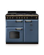 Rangemaster CLDL100DFPSTB/AB1 Classic Deluxe 100 DF Dual Fuel Range Cooker Stone Blue Antique Brass