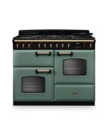 Rangemaster CLDLO110DFPMGR/AB1 Classic Deluxe OC 110 DF Dual Fuel Range Cooker Mineral Green Antique Brass