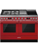 Smeg CPF120IGMPR 120cm Portofino Dual Fuel Range Cooker with Mixed Hob - Red
