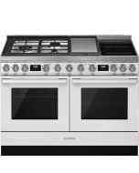 Smeg CPF120IGMPWH 120cm Portofino Dual Fuel Range Cooker With Mixed Hob White