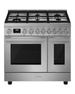 Smeg CPF92GMX 90cm Portofino Dual Fuel Range Cooker Stainless Steel