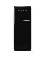 Smeg FAB28LBL6UK 60cm Retro 50s Style Free Standing Fridge with Ice Box in Black, Left Hand Hinge