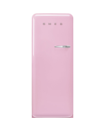 Smeg FAB28LPK6 60cm Retro 50s Style Free Standing Fridge with Ice Box in Pink, Left Hand Hinge