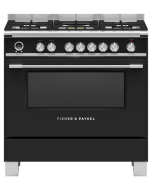 Fisher and Paykel OR90SCG6B1 90cm Series 9 Classic 5 Burner Dual Fuel Pyrolytic Freestanding Range Cooker Black