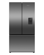 Fisher and Paykel RF540ANUB6 American Fridge Freezer, Black Stainless Steel, Plumbed, E Rated