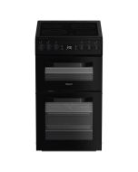 Hotpoint HDE5VDCB Ceramic Electric Cooker with Double Oven, Black, A Rated