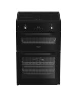 Hotpoint HDE6IDC2B1 60cm Electric Double Cooker with Induction Hob - Black A Rated