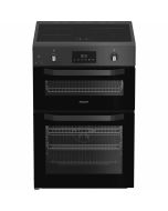 Hotpoint HDE6IDC2SA Induction Electric Cooker with Double Oven, Antracite, A Rated