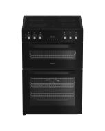 Hotpoint HDE6VDB1 60cm Freestanding Electric Ceramic Double Oven Cooker with Multiflow