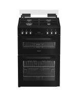 Hotpoint HDG6GDCB1 Gas Cooker with Double Oven, Black, A+ Rated