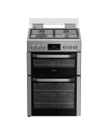 Hotpoint HDG6GDCWX 60cm Freestanding Gas Double Oven Cooker with Glass Lid - Inox