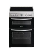 Indesit IDE6VDCS1 Freestanding 60cm Hydrolytic Double Oven Cooker with Ceramic Hob in Silver A Rated