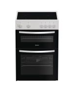 Indesit IDE6VMW Freestanding 60cm Hydrolytic Double Oven Cooker with Ceramic Hob in White A Rated