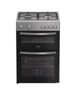 Indesit IDG6GS Freestanding 60cm Gas Double Oven Cooker in Silver A+ Rated