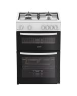Indesit IDG6GW Freestanding 60cm Gas Double Oven Cooker in White A+ Rated