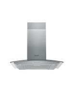 Indesit IHGC65LMX 60CM Curved Glass Hood - Button Control - Stainless Steel With Dishwashable Aluminium Grease Filter