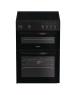 Indesit ITE6VMB Freestanding 60cm Steam&Clean Twin Cavity Cooker with Ceramic Hob in Black A Rated