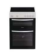 Indesit ITE6VMW 60cm Steam&Clean Twin Cavity Cooker with Ceramic Hob in White A Rated