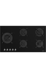 Smeg PV395LN 90cm 5 Burner Gas on Glass Hob, Black