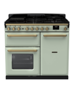 Rangemaster ESDL100DFPMNT/AB1 100cm Wide Dual Fuel Range Cooker - Mint / Antique Brass - A Rated