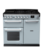 Rangemaster ESDL100DFPMSB/CM1 100cm Wide Dual Fuel Range Cooker - Misty Blue / Chrome - A Rated