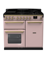 Rangemaster ESDL100DFPPPK/AB1 100cm Wide Dual Fuel Range Cooker - Pale Pink / Antique Brass - A Rated