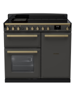 Rangemaster ESDL100EIPSLT/AB1 100cm Wide Induction Range Cooker - Slate / Antique Brass - A Rated