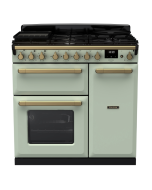 Rangemaster ESDL90DFPMNT/AB1 90cm Wide Dual Fuel Range Cooker - Mint / Antique Brass - A Rated