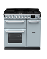 Rangemaster ESDL90DFPMSB/CM1 90cm Wide Dual Fuel Range Cooker - Misty Blue / Chrome - A Rated