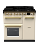 Rangemaster ESDL90DFPPCR/AB1 90cm Wide Dual Fuel Range Cooker - Pale Cream / Antique Brass - A Rated