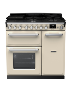 Rangemaster ESDL90DFPPCR/CM1 90cm Wide Dual Fuel Range Cooker - Pale Cream / Chrome - A Rated