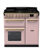 Rangemaster ESDL90DFPPPK/AB1 90cm Wide Dual Fuel Range Cooker - Pale Pink / Antique Brass - A Rated