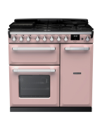 Rangemaster ESDL90DFPPPK/CM1 90cm Wide Dual Fuel Range Cooker - Pale Pink / Chrome - A Rated